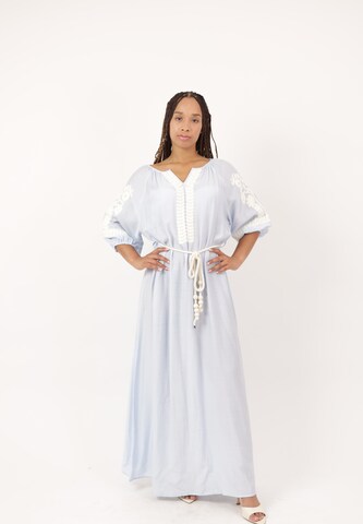 Elara Shirt Dress in Blue: front