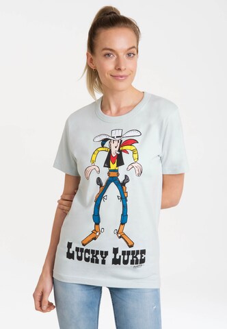 LOGOSHIRT Shirt 'Lucky Luke Colt' in Blauw: voorkant
