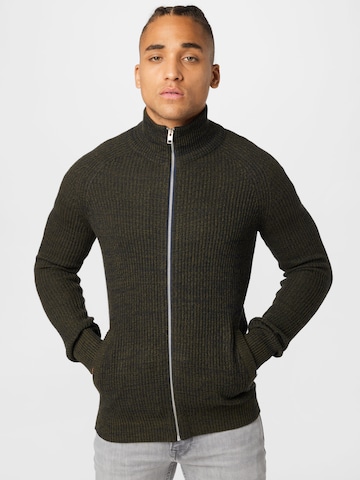 JACK & JONES Gebreid vest 'Pannel' in Groen: voorkant