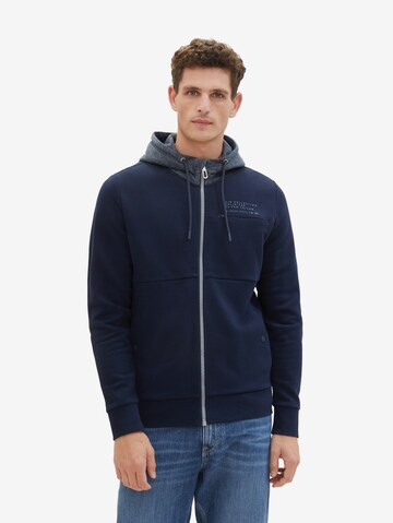 TOM TAILOR Zip-Up Hoodie in Blue: front