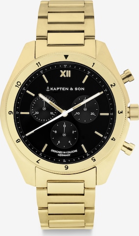 Kapten & Son Analoog horloge 'Rise Small Gold Black Steel' in Goud: voorkant