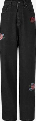 Ed HardyLoosefit Traperice 'Blooming Death' - crna boja: prednji dio