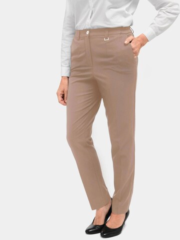 Coupe slim Pantalon 'Anna' Goldner en beige : devant