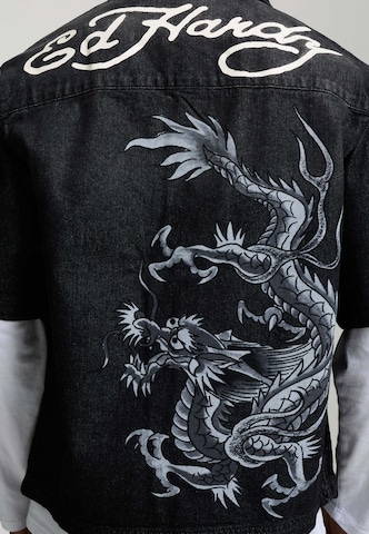 Fit confort Chemise 'Tonal Dragon' Ed Hardy en noir