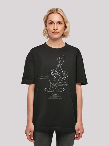F4NT4STIC Oversized Shirt 'Looney Tunes Trickfilm Serie Cartoon Bugs Bunny' in Black: front