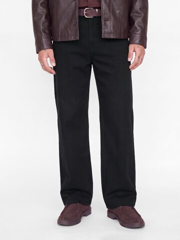 JACK & JONES Loose fit Trousers with creases in Black: front