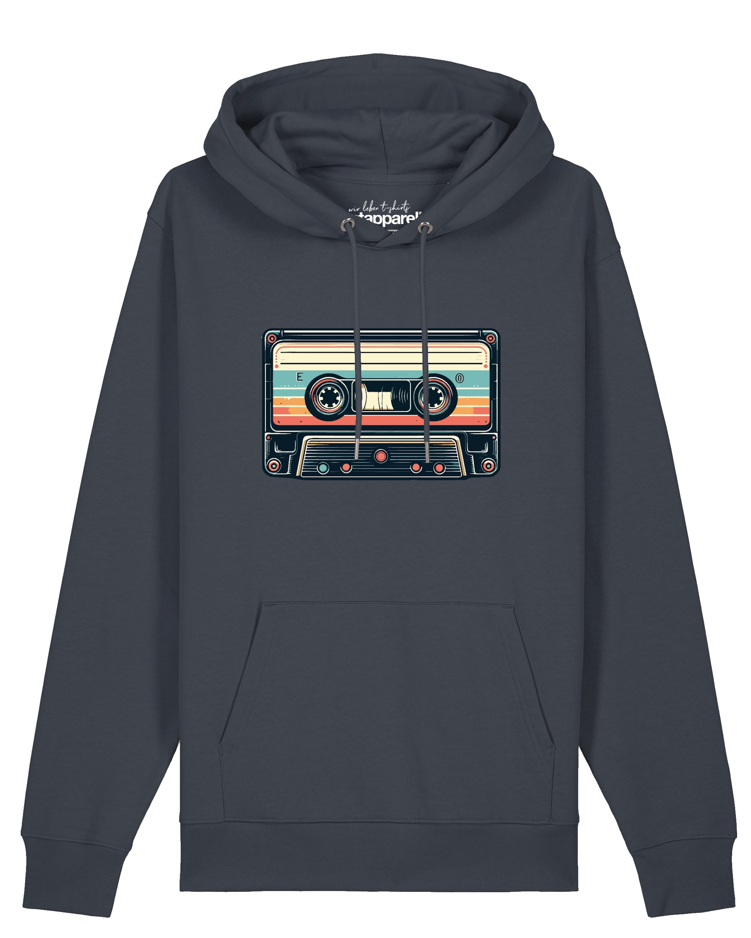 Watapparel Sweatshirt 'Retro Kassette' in Grijs: voorkant