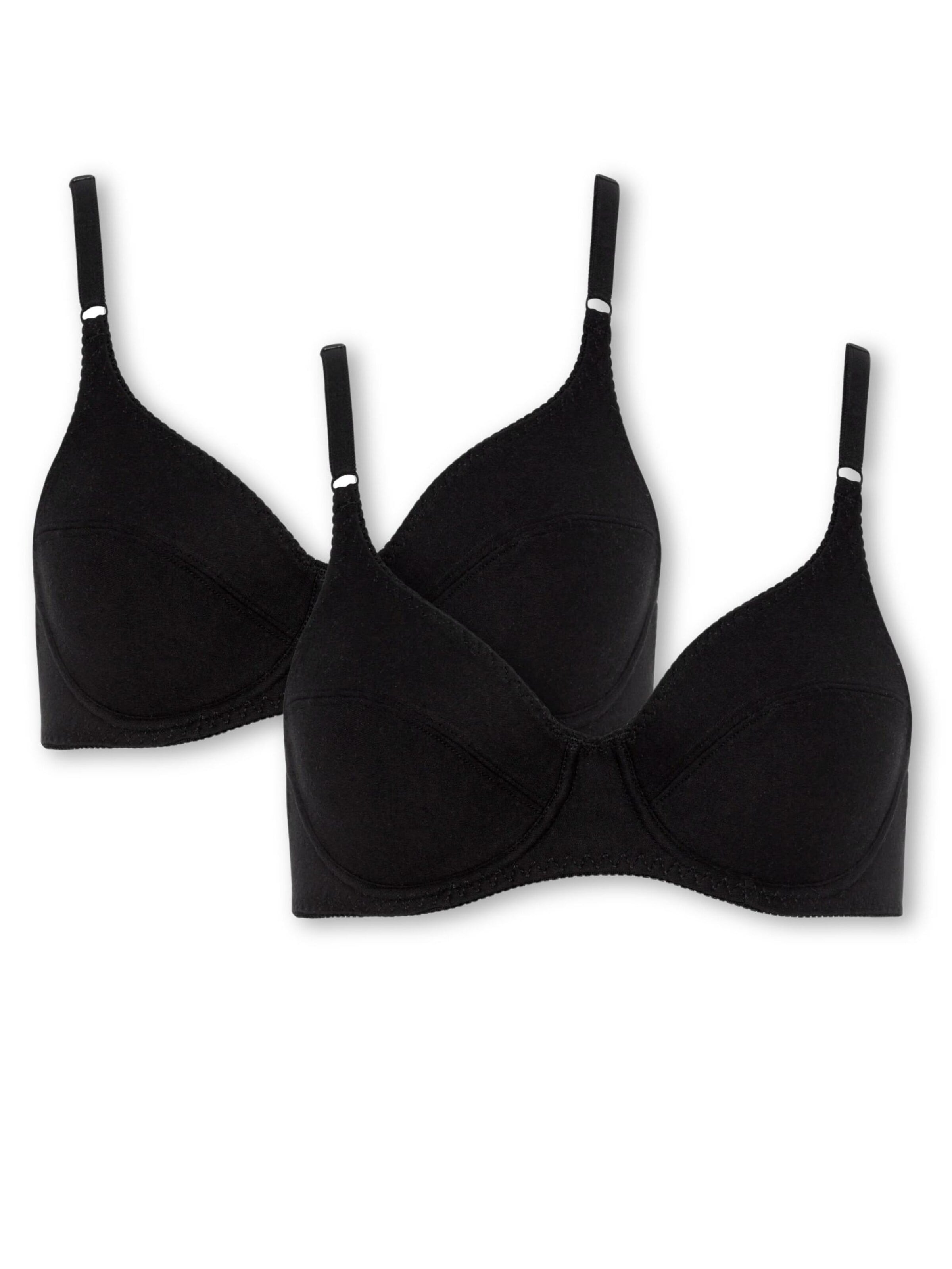 BeeDees T-shirt Bra 'Bügel-BH Rock'n'Roll W (2-er Pack) im praktischen Doppelpack, 100 % Baumwolle, bequem, formgebend und unwattiert' in Black: front