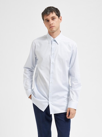 SELECTED HOMME - Slim Fit Camisa clássica 'NATHAN' em azul: frente