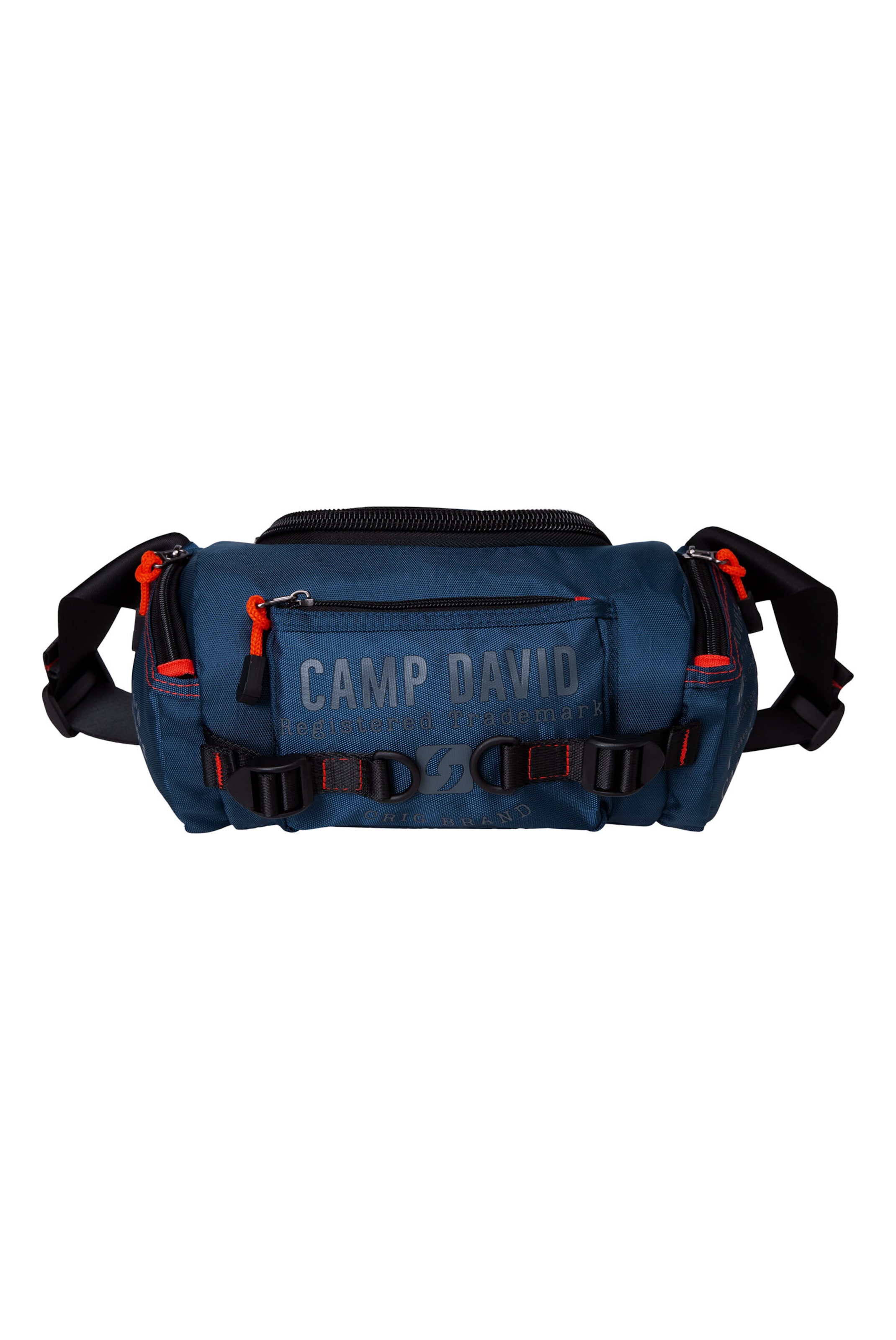 CAMP DAVID Crossbody Bag mit Label Prints in Blau: Vorderseite
