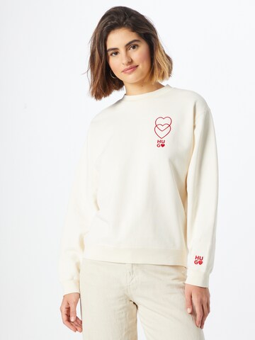 Sweat-shirt 'Demorola' HUGO en blanc : devant