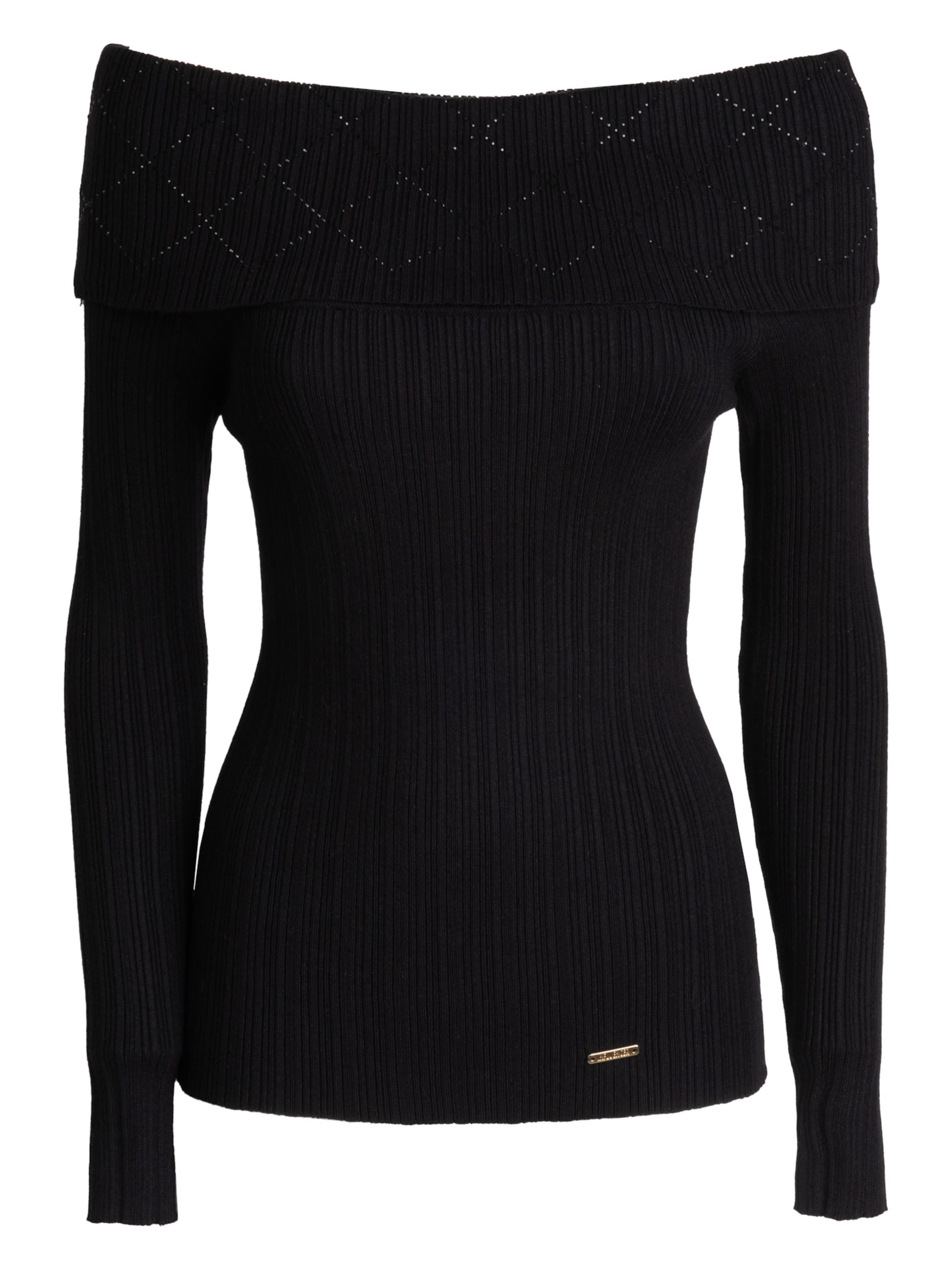 Influencer Pullover in Schwarz: Vorderseite