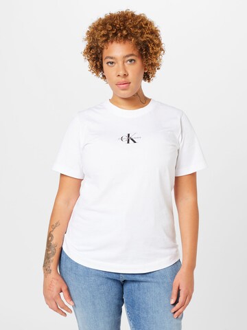 Calvin Klein Jeans Curve Shirt in Wit: voorkant