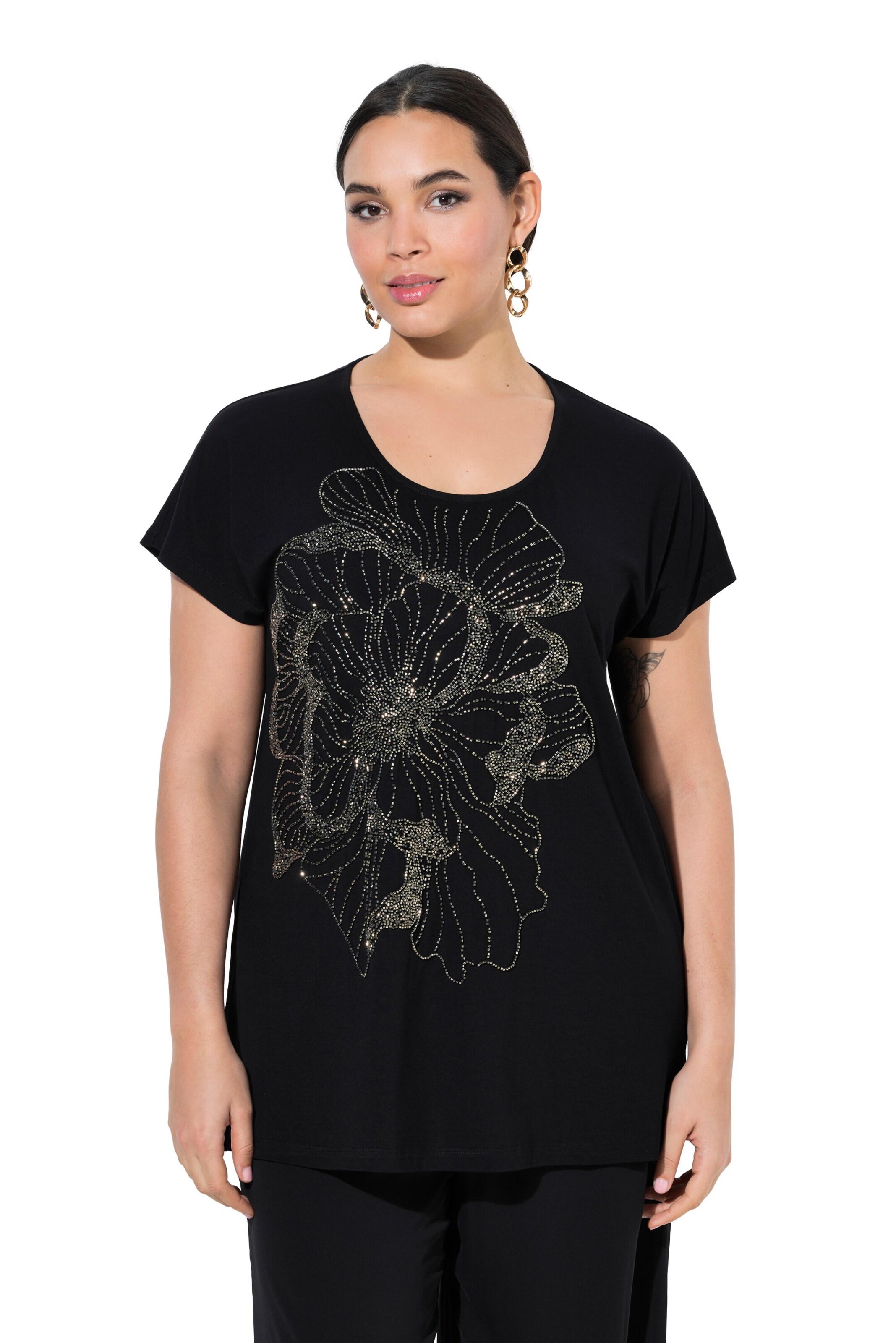 Ulla Popken Shirt in Zwart: voorkant