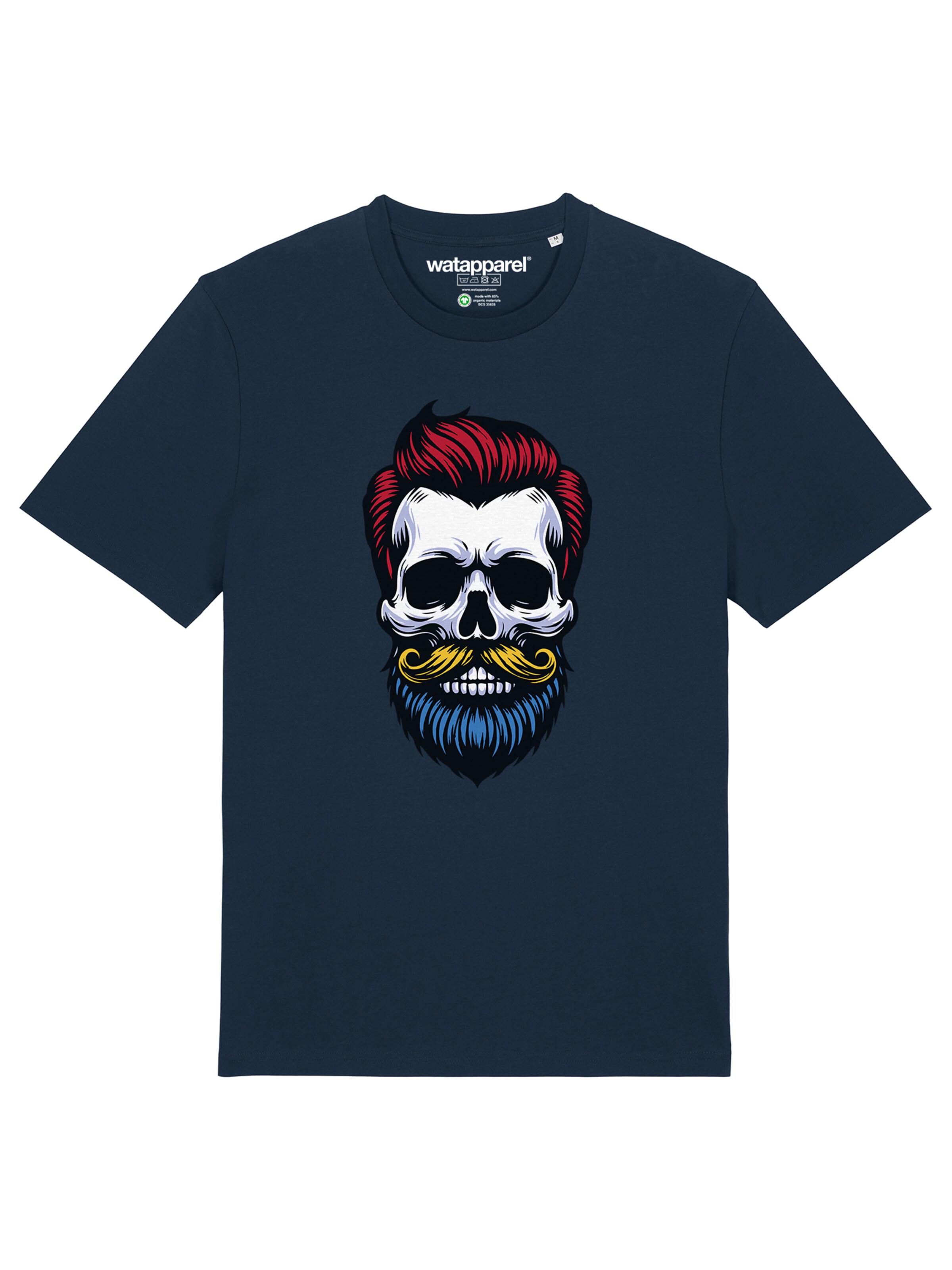 T-Shirt 'Hipster Skull' Watapparel en bleu : devant