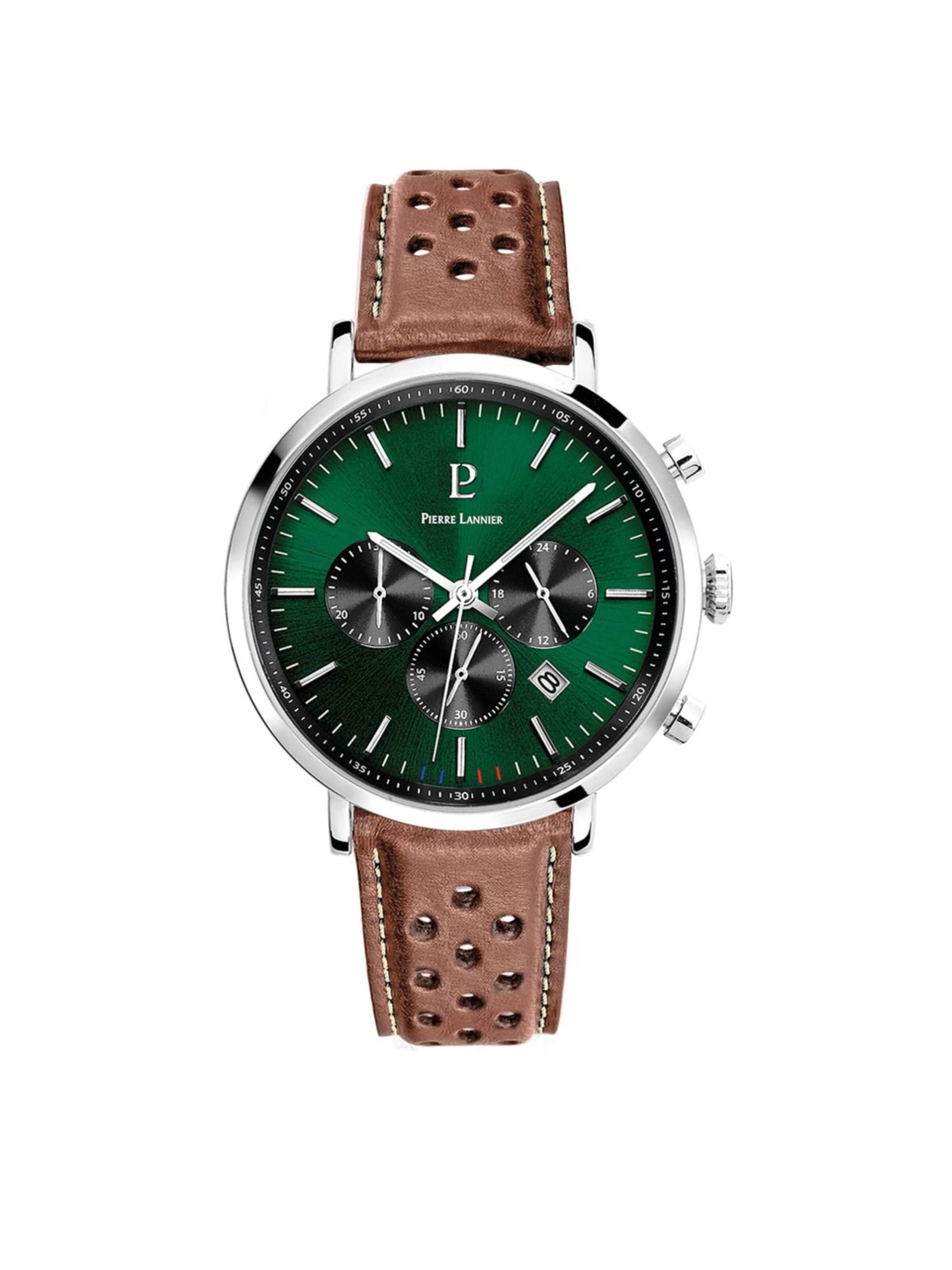 Montre à affichage analogique 'Baron' Pierre Lannier en vert : devant