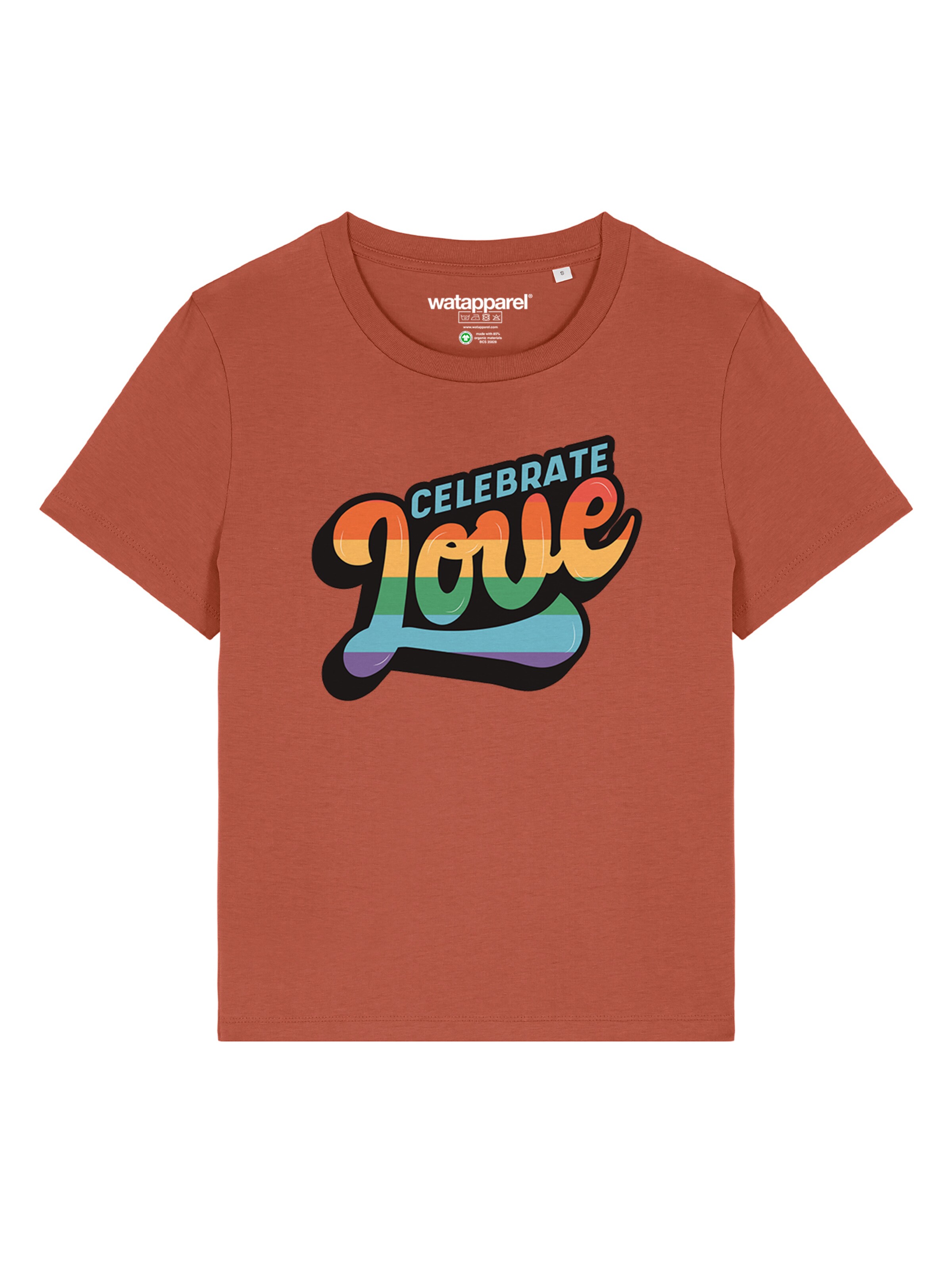 Maglietta 'Celebrate Love' di Watapparel in marrone: frontale