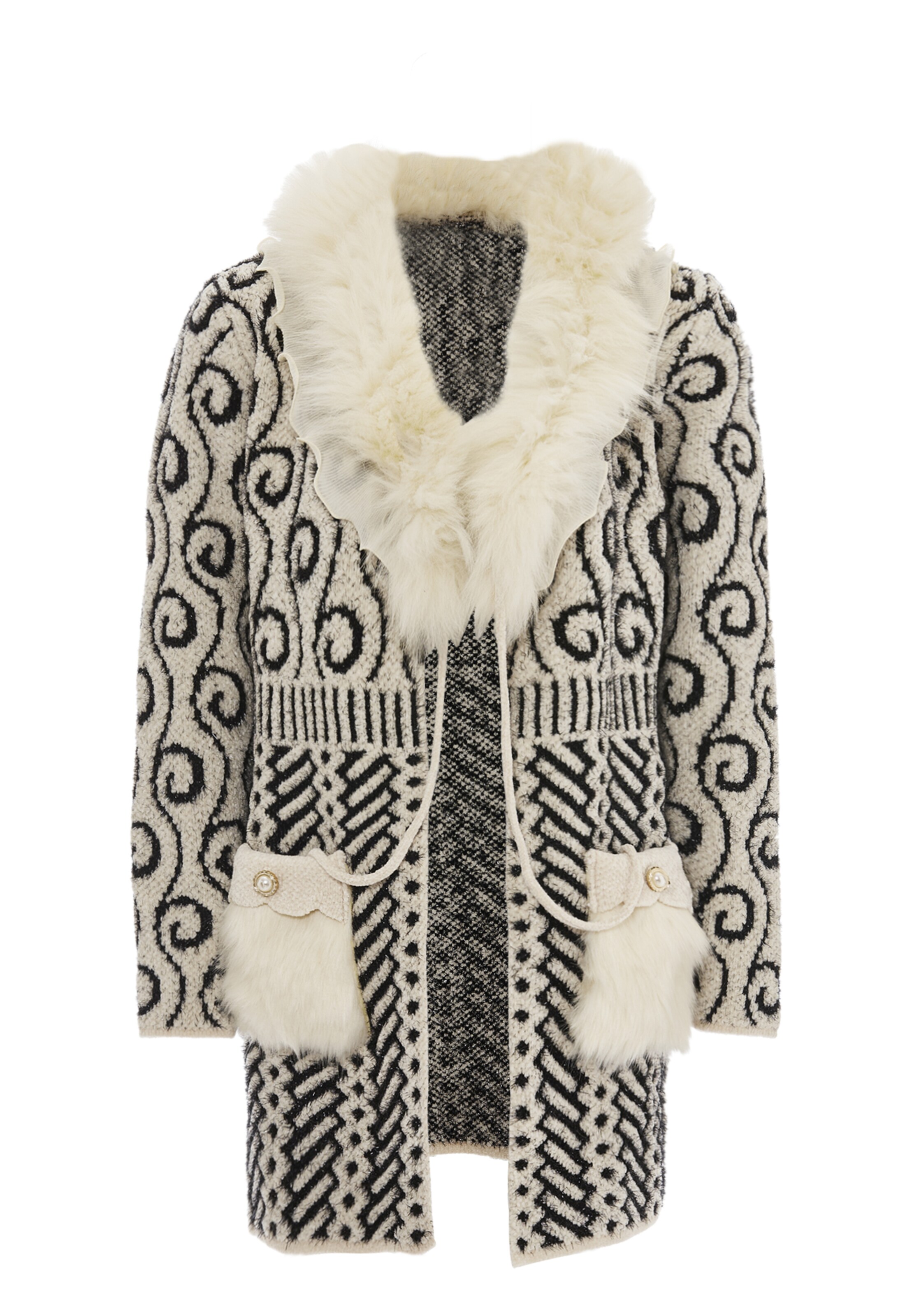 faina Πλεκτή ζακέτα σε λευκό: μπροστά