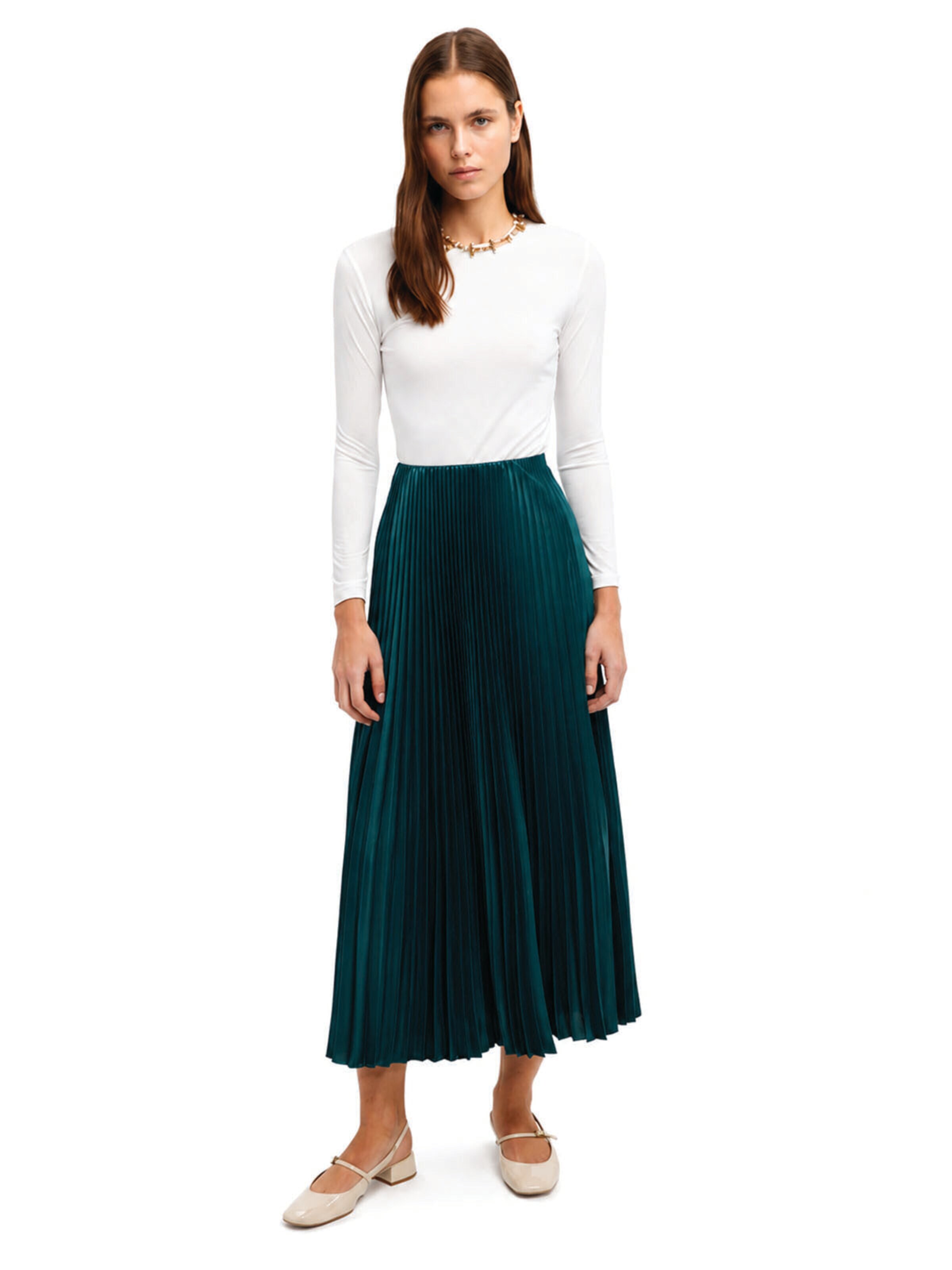 Touché Privé Rock 'Pleated Skirt'‌‌‌‌‌ in Grün: Vorderseite