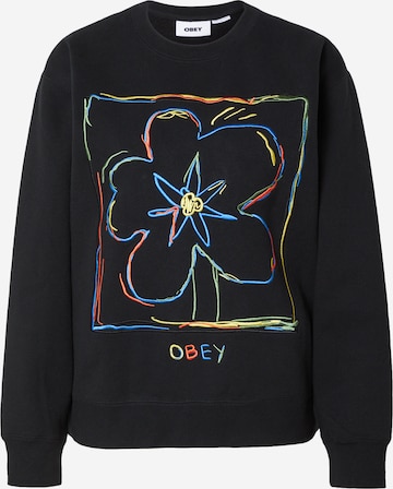 Obey Sweatshirt 'Line Art' in Black: front