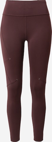 On Slim fit Workout Pants in Brown: front