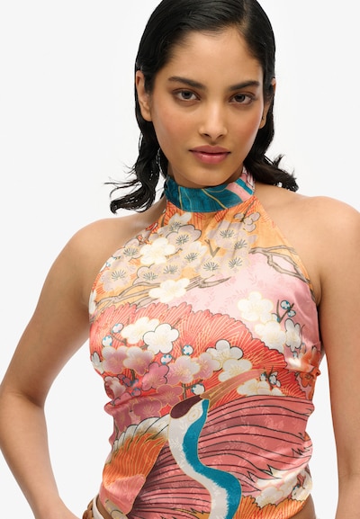 Superdry & Co Top in de kleur Azuur / Geel / Lichtoranje / Oudroze, Productweergave