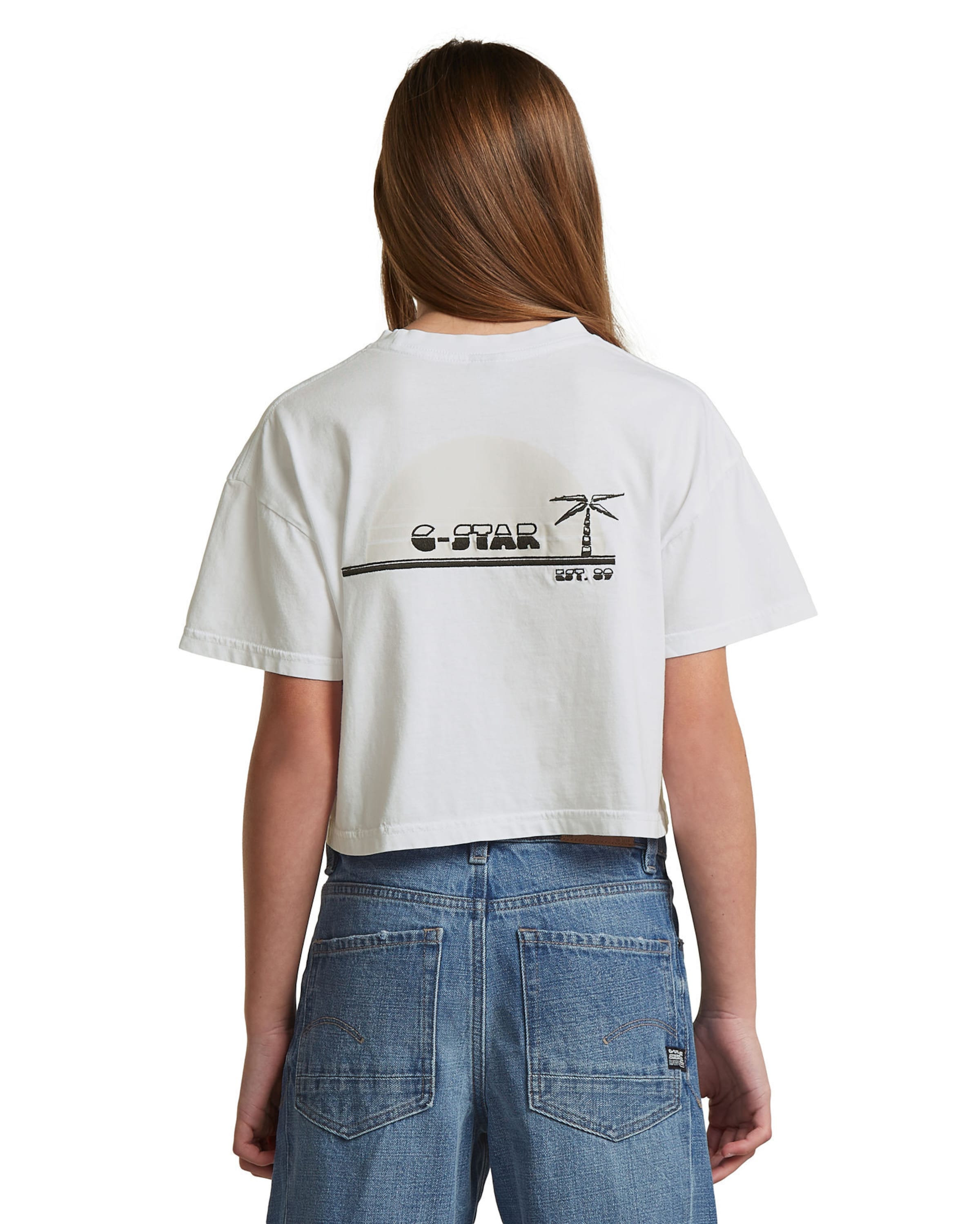 G-STAR Shirt 'Girls Cropped Relaxed T-Shirt' in White