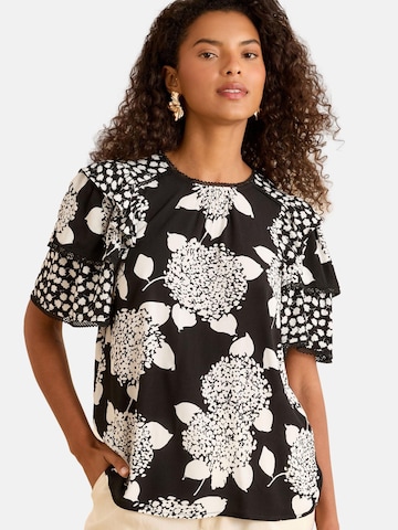 love & roses Blouse in Zwart: voorkant