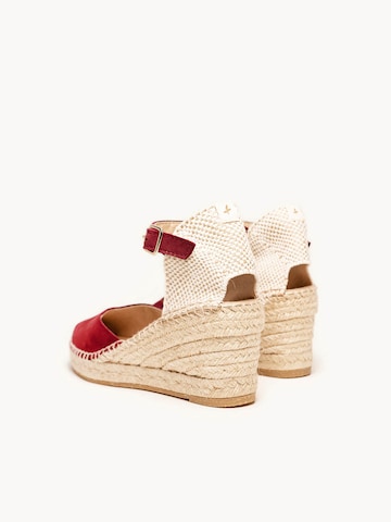 Alhamas Strap sandal 'Alpargata Cuña 7 cm' in Red