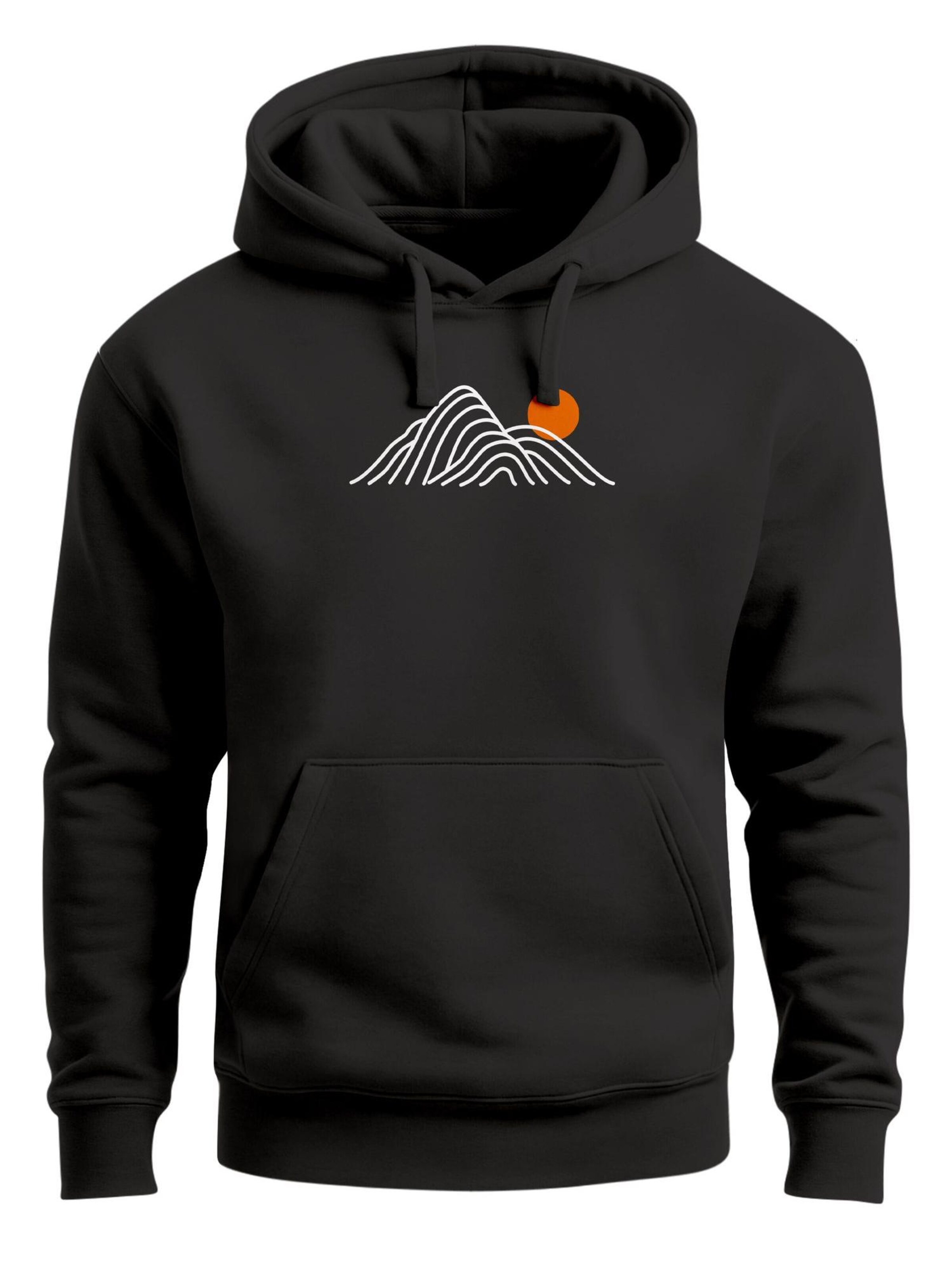 Neverless Sweatshirt 'Lineart Berge' in Black: front