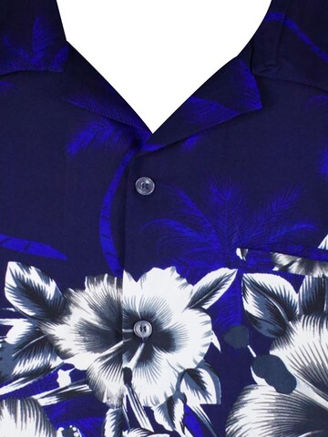 King Kameha Shirt 'Flower Chest' in Blau