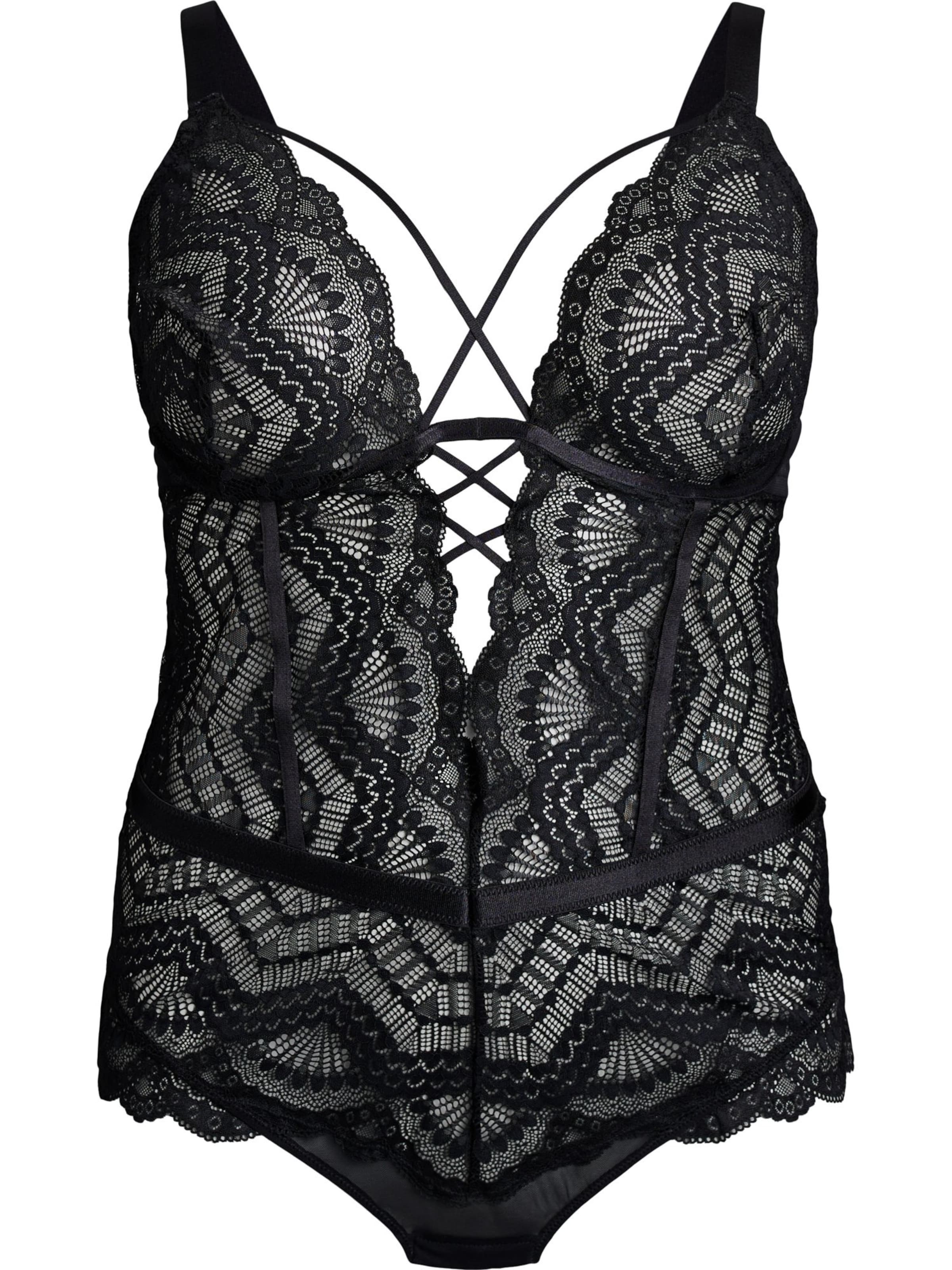 Devoted by Zizzi Дамско боди 'Caetta' в черно: отпред