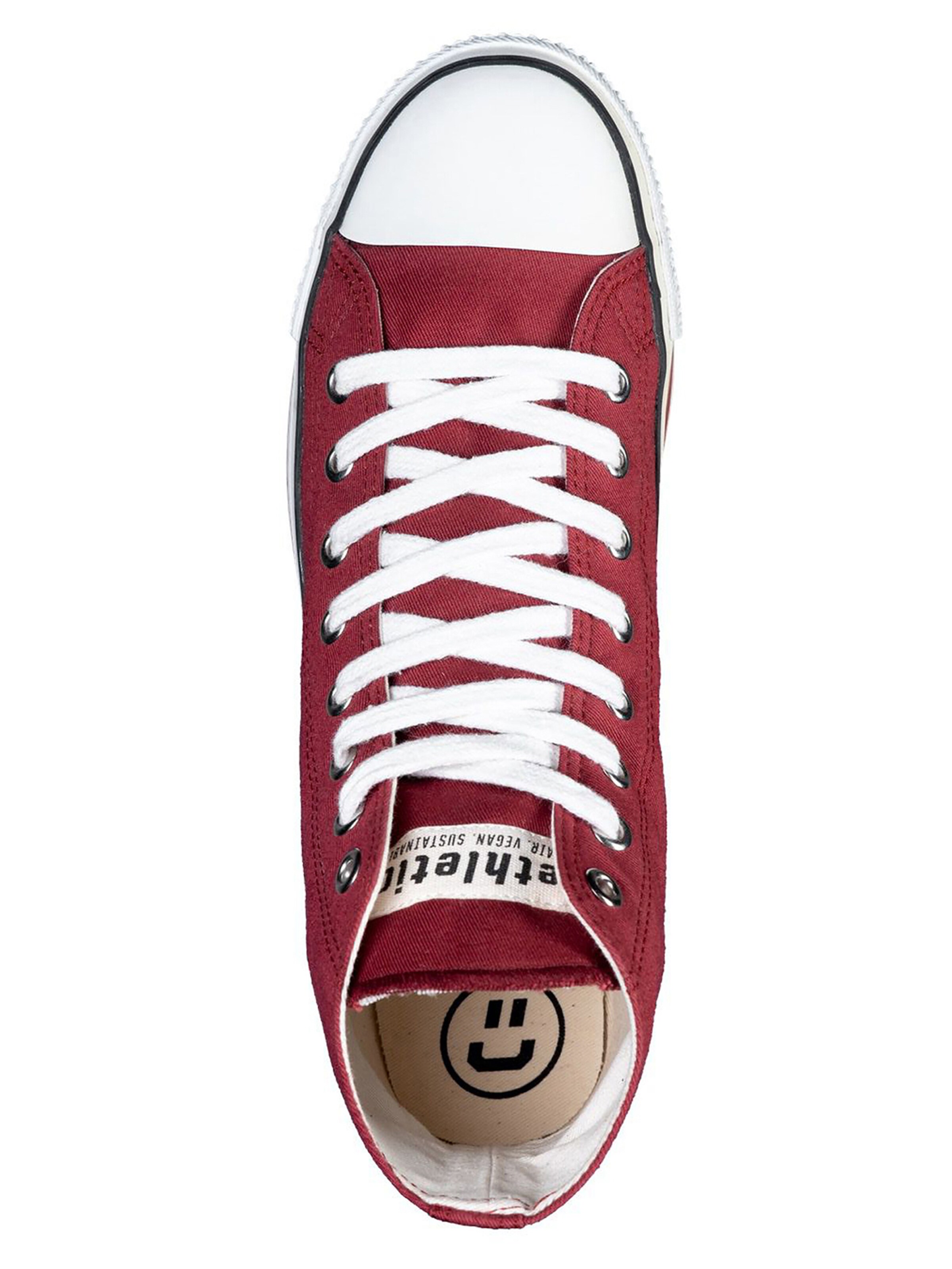 Baskets hautes 'Fair Trainer White Cap High Cut' Ethletic en rouge