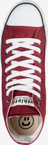 Baskets hautes 'Fair Trainer White Cap High Cut' Ethletic en rouge