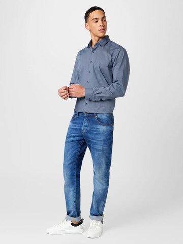 OLYMP Slim fit Button Up Shirt 'Level 5' in Blue