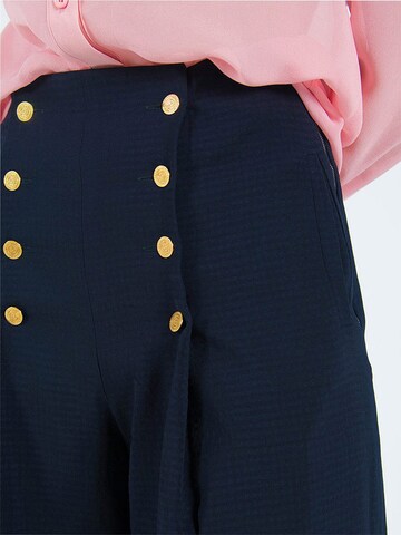 Rua & Rua Wide Leg Bundfaltenhose in Blau