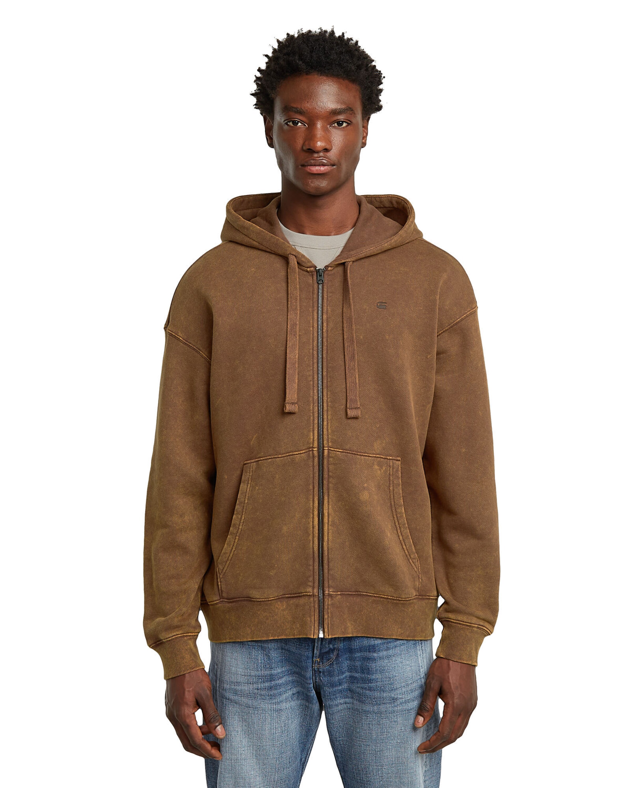 G-STAR Sweatjacke in Braun: Vorderseite