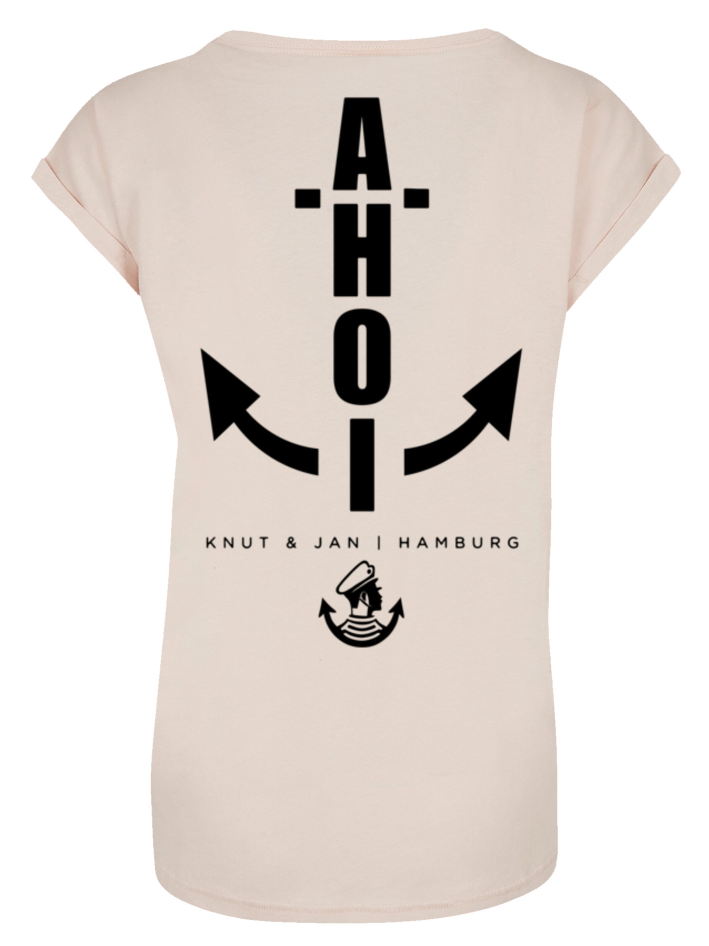 T-shirt 'Ahoi Anker Knut & Jan Hamburg' F4NT4STIC en beige