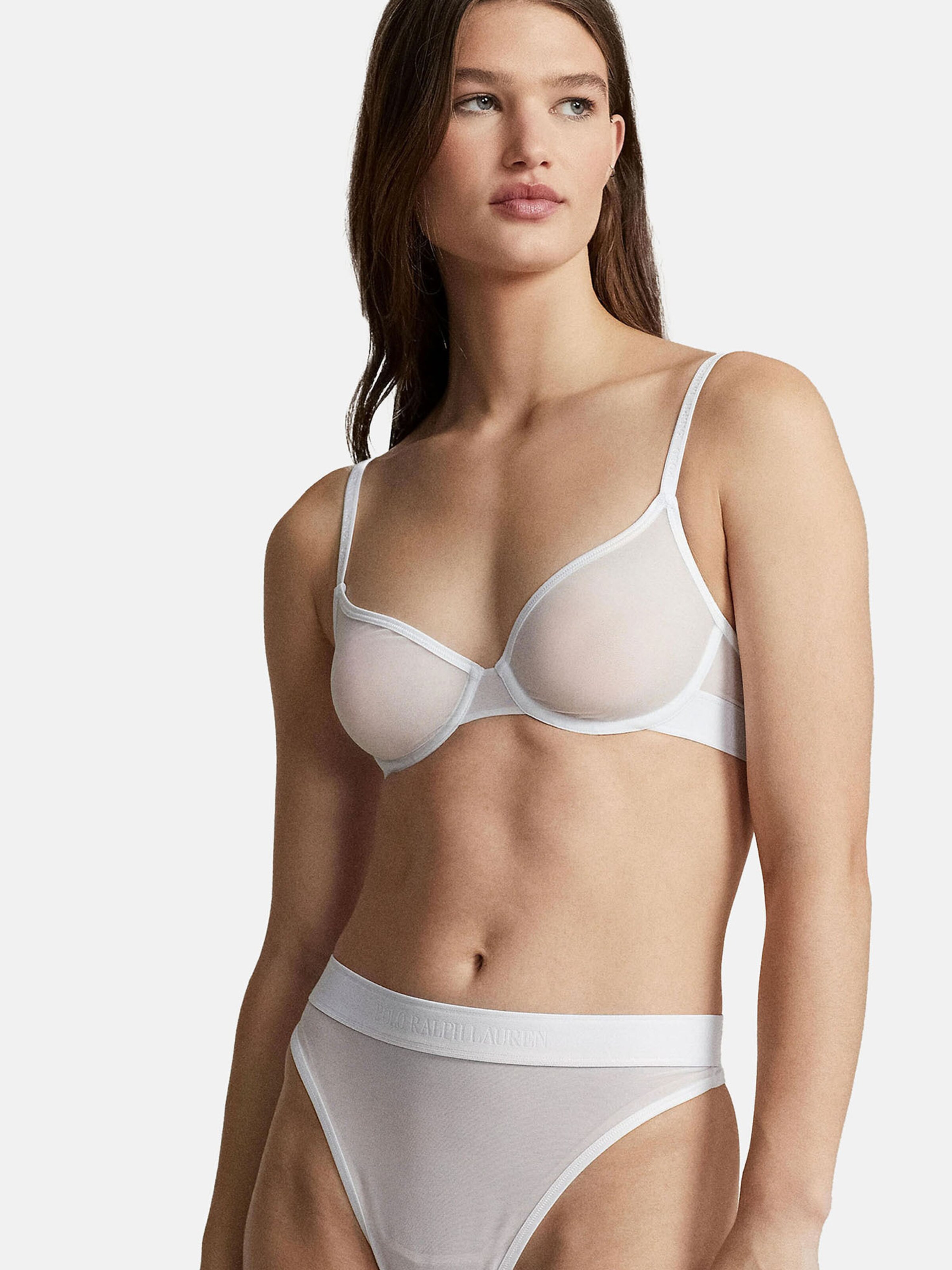 Polo Ralph Lauren Triangel BH ' Unlined Demi Bra - Mesh ' in Wit