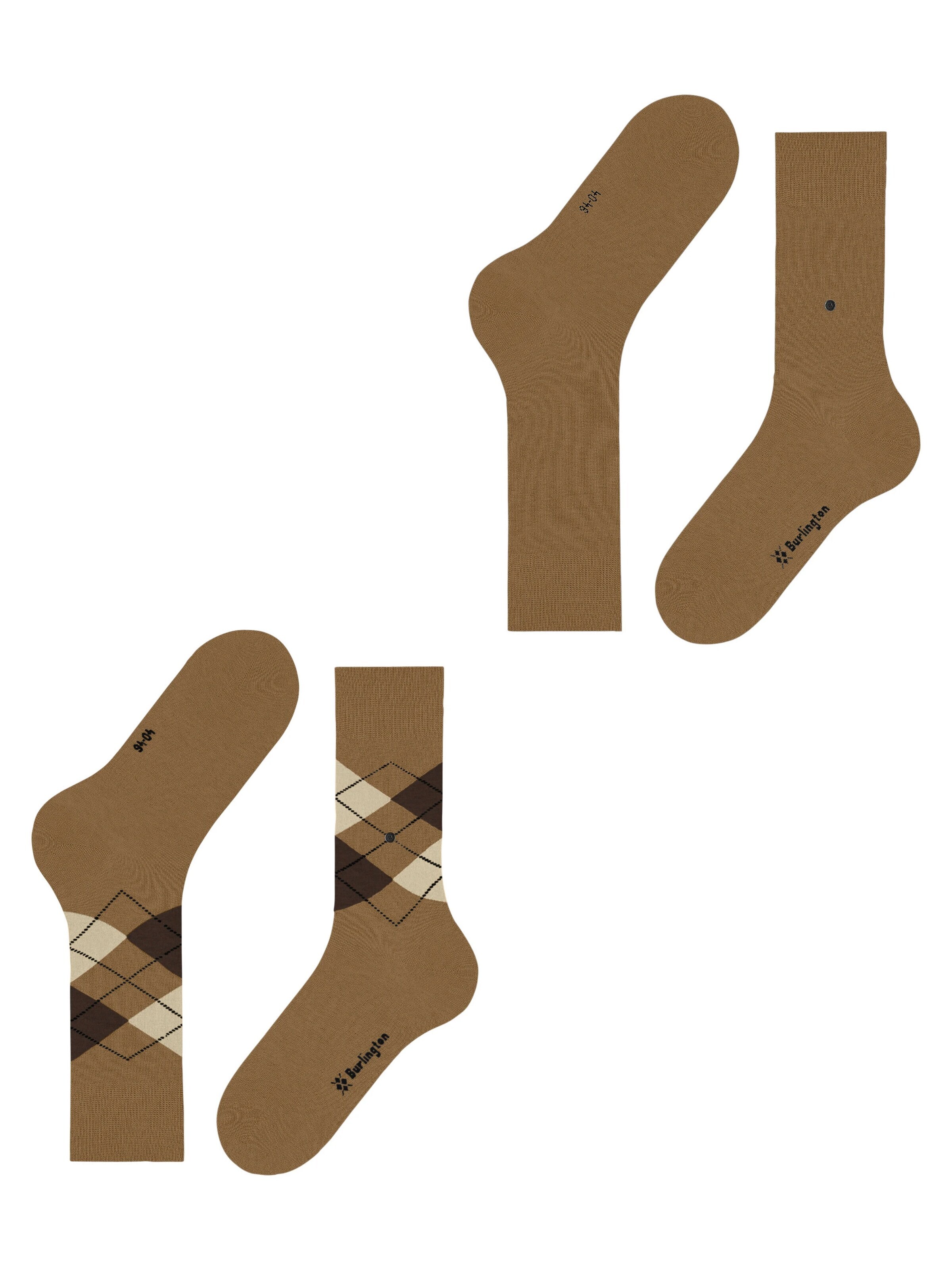 BURLINGTON Socks 'Everyday Argyle Mix 2-Pack' in Brown
