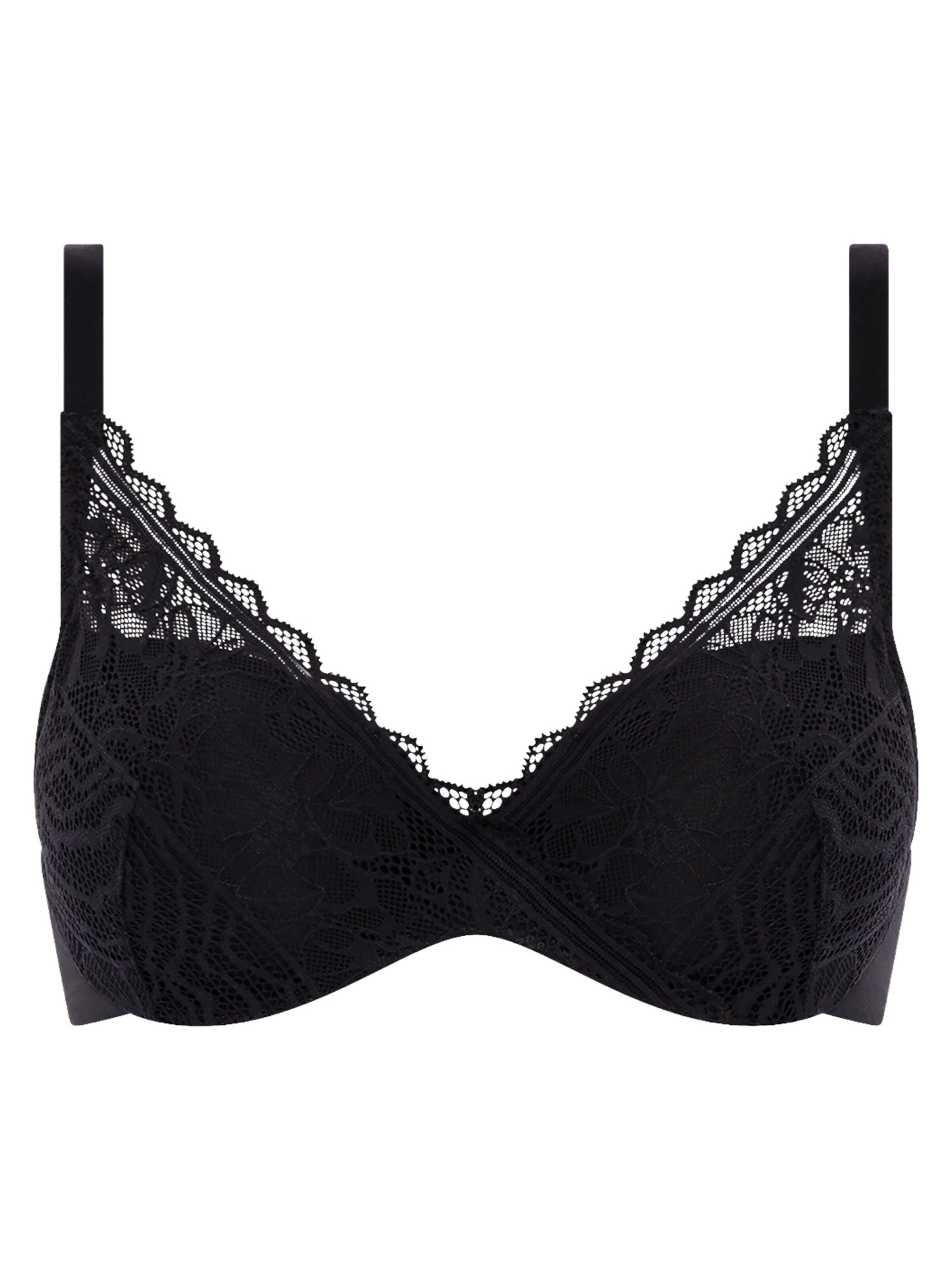 Chantelle T-shirt BH 'Easy Feel Floral Touch' in Zwart: voorkant