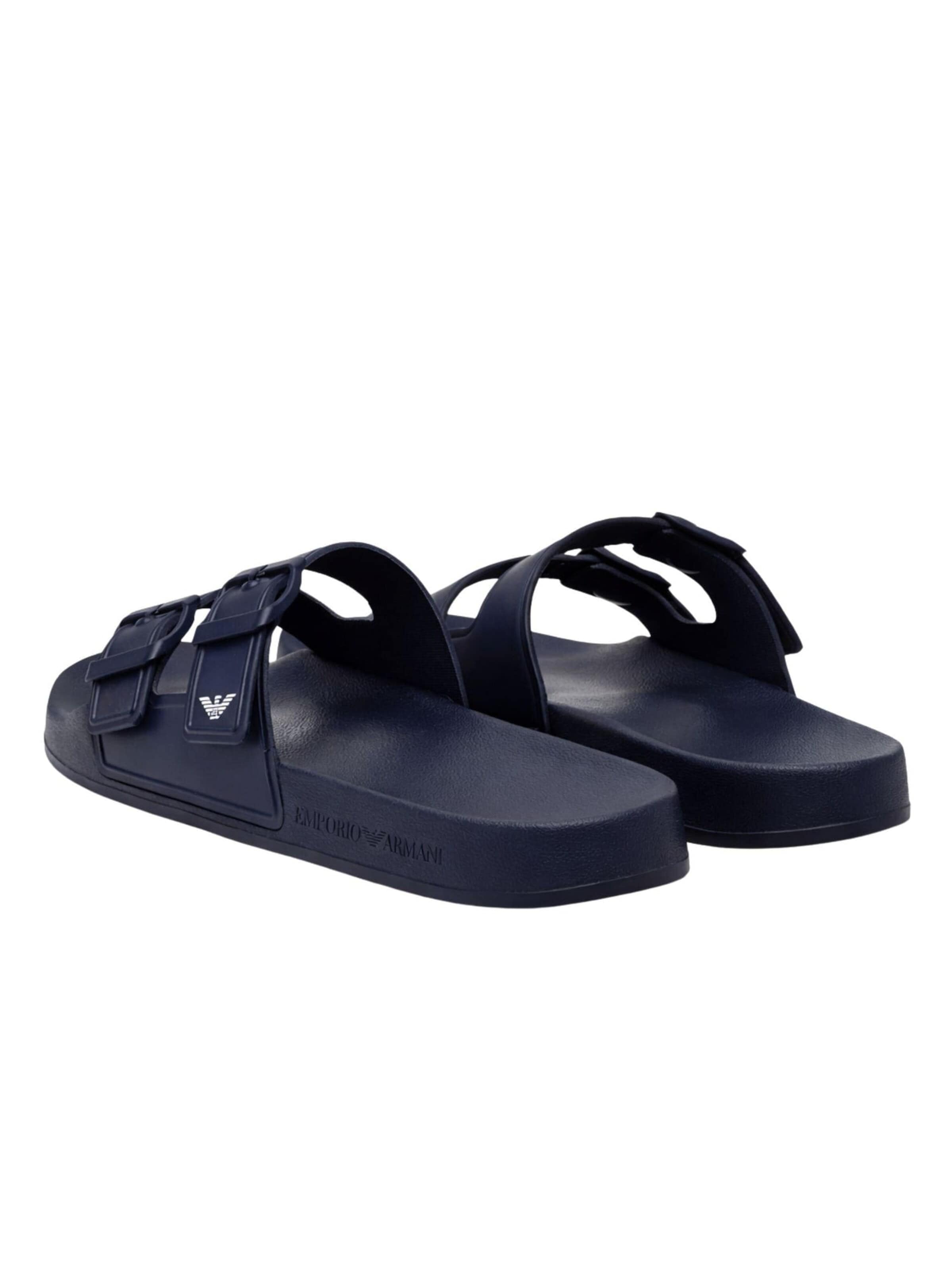 Zoccoletto '? Double-strap slide sandals with buckles' di Emporio Armani in blu
