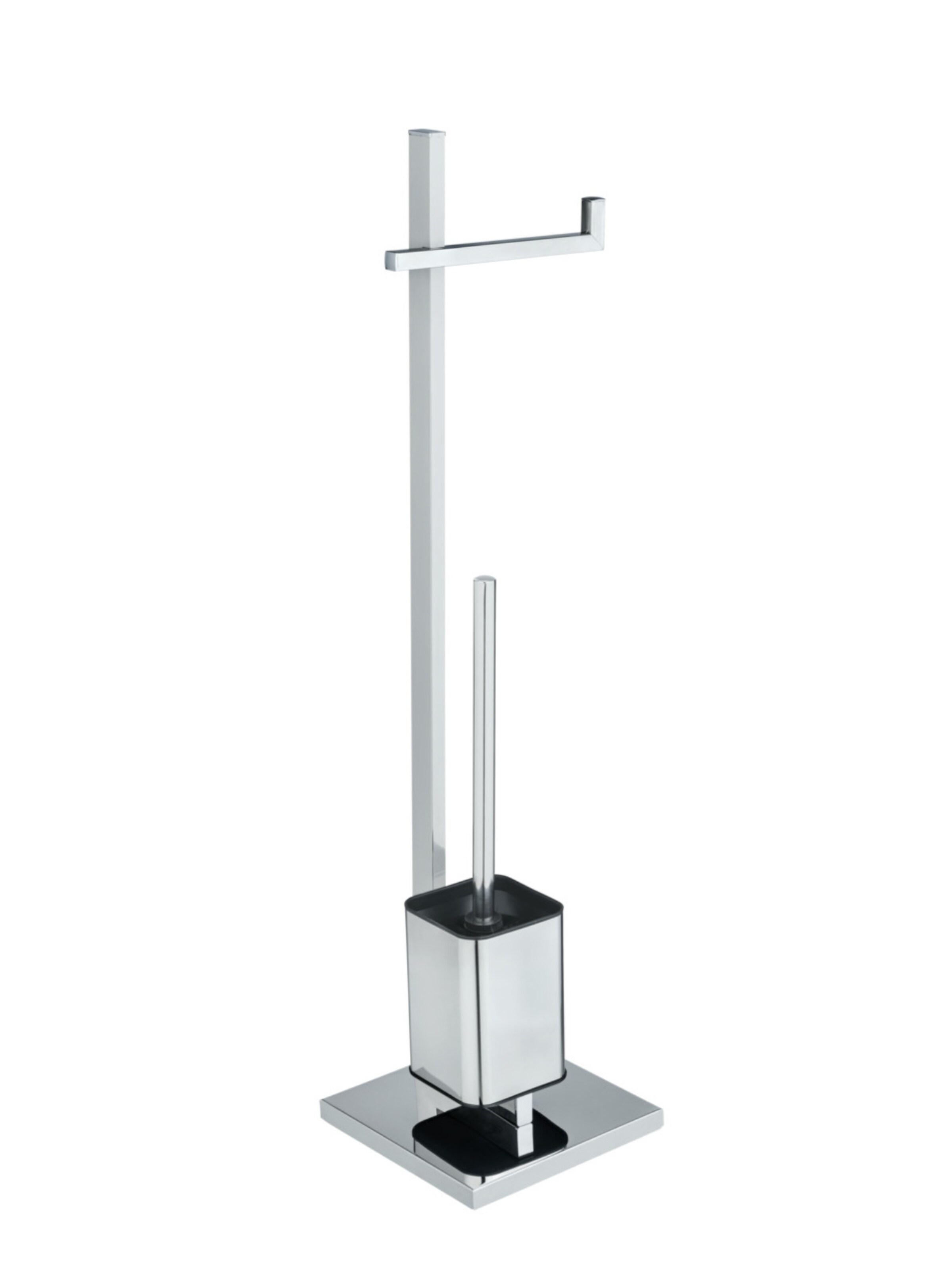 Wenko Stand WC-Garnitur Quadro in Silber: Vorderseite