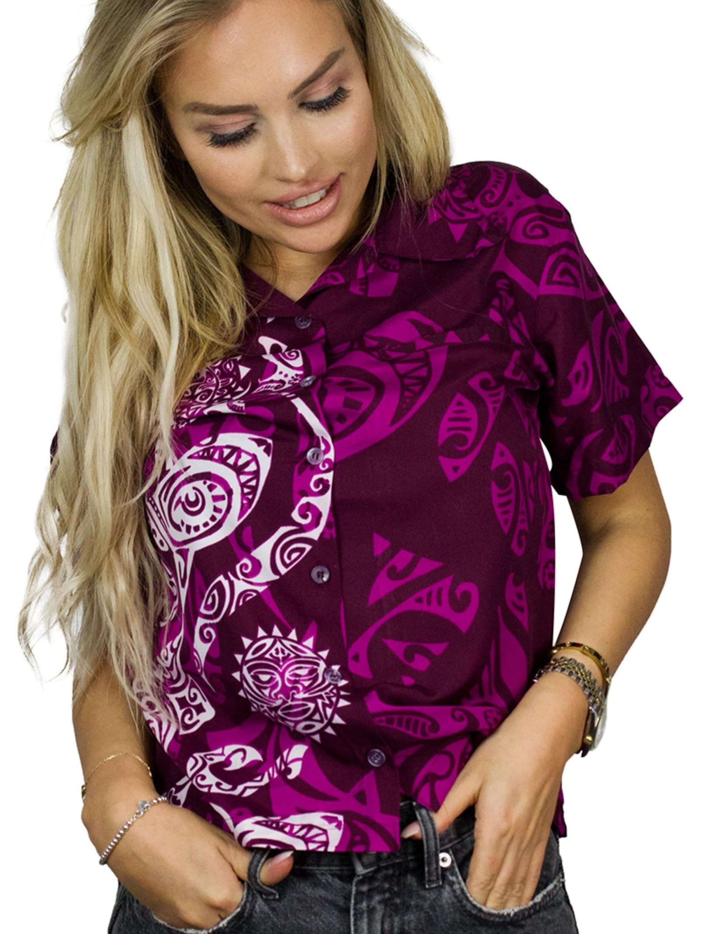 King Kameha Bluse 'Maori Wedding'‌‌‌‌‌‌‌‌ in Lila
