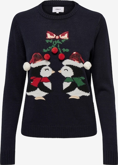 ONLY Sweater 'Xmas Kiss' in Night blue / Green / Red / White, Item view