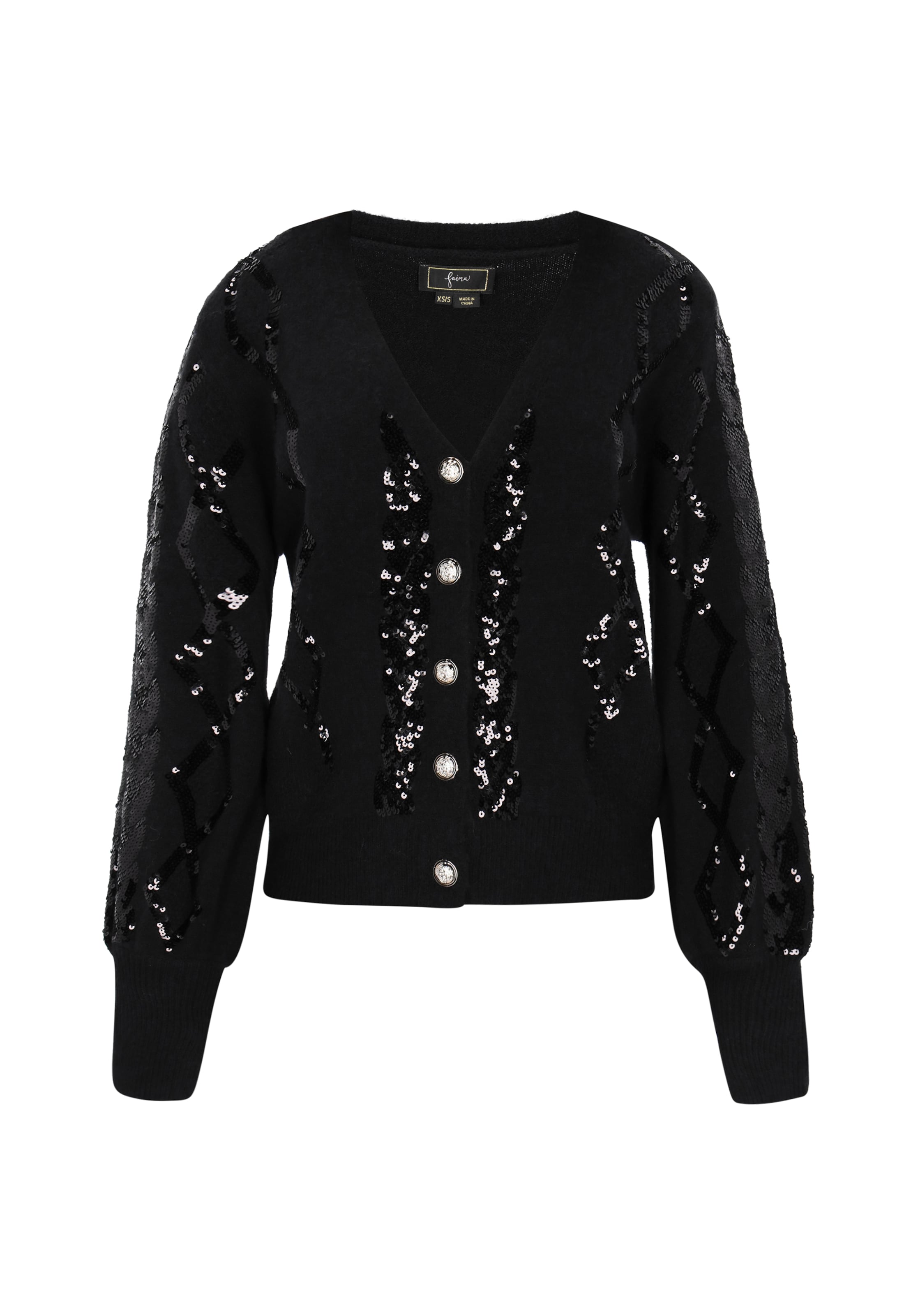 faina - Cárdigan en negro: frente