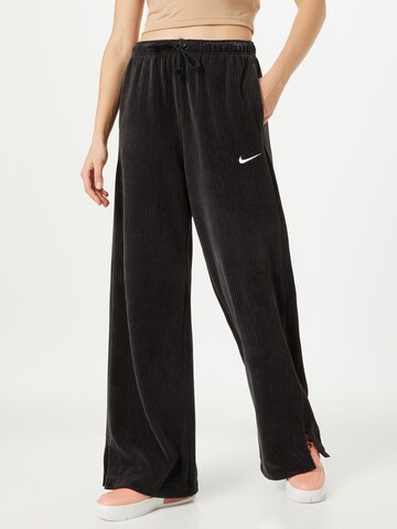 Nike Sportswear Wide Leg Bukser i sort: forside