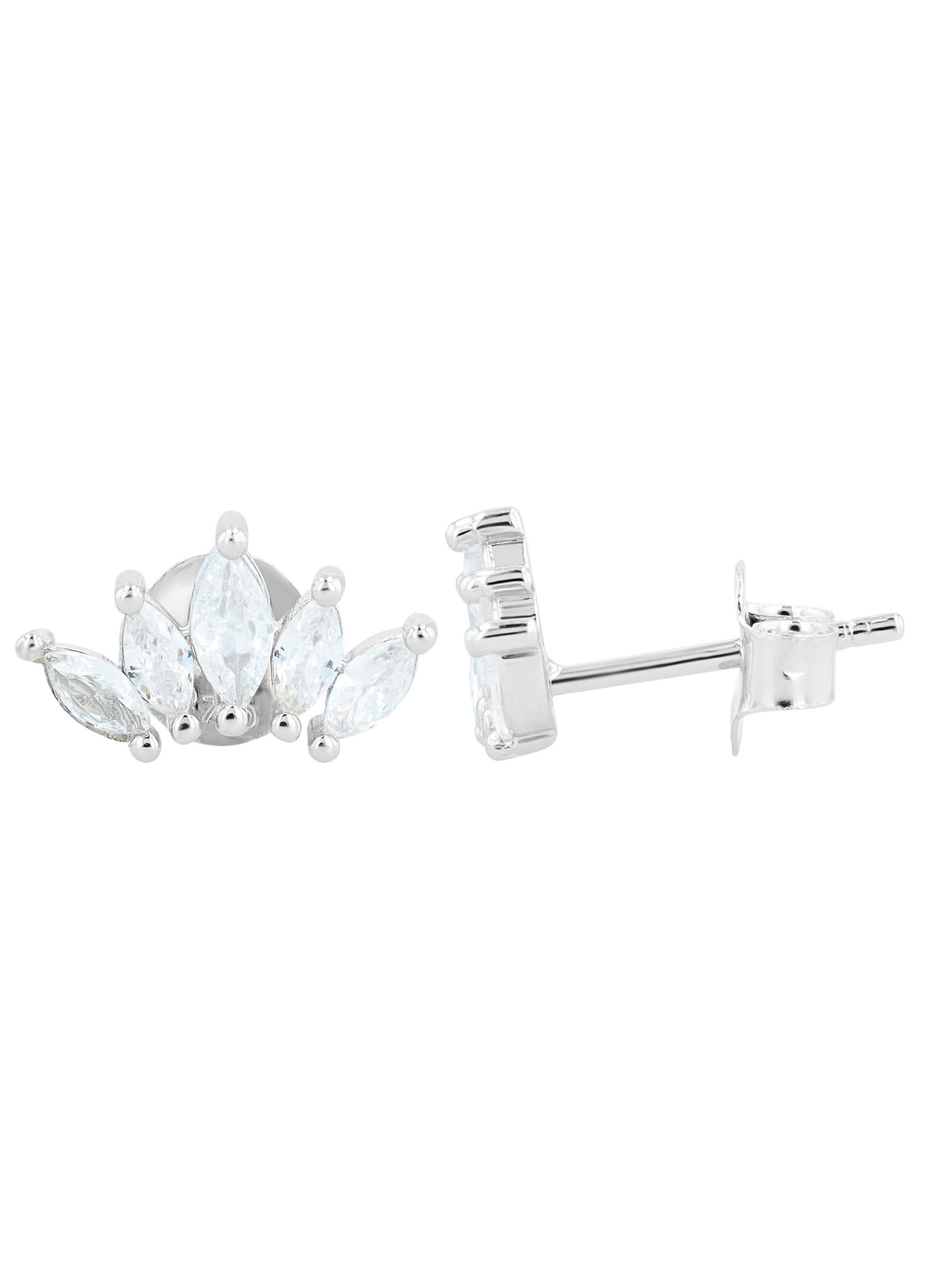Akzent Earrings '"Crown" aus 925 Sterlingsilber, rhodiniert, langlebig' in Silver