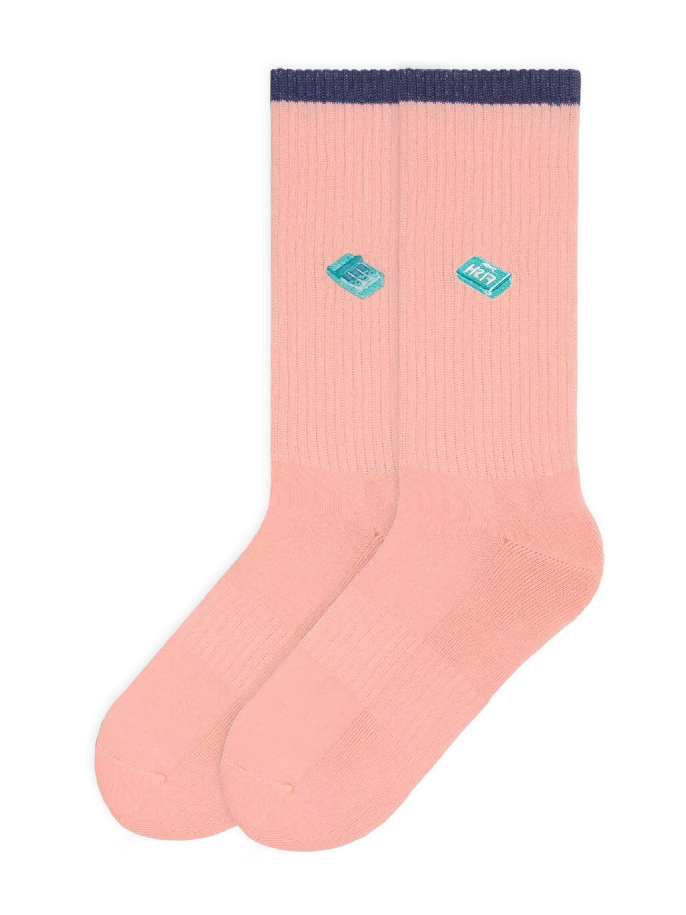 Von Jungfeld Socken 'Mix & Match Socken mit Stickmotiven'‌ in Pink: Vorderseite