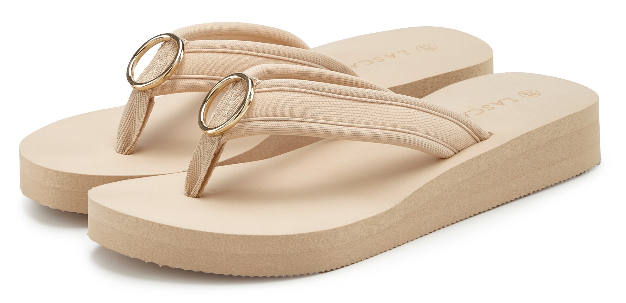 LASCANA - Sandalias de dedo en beige